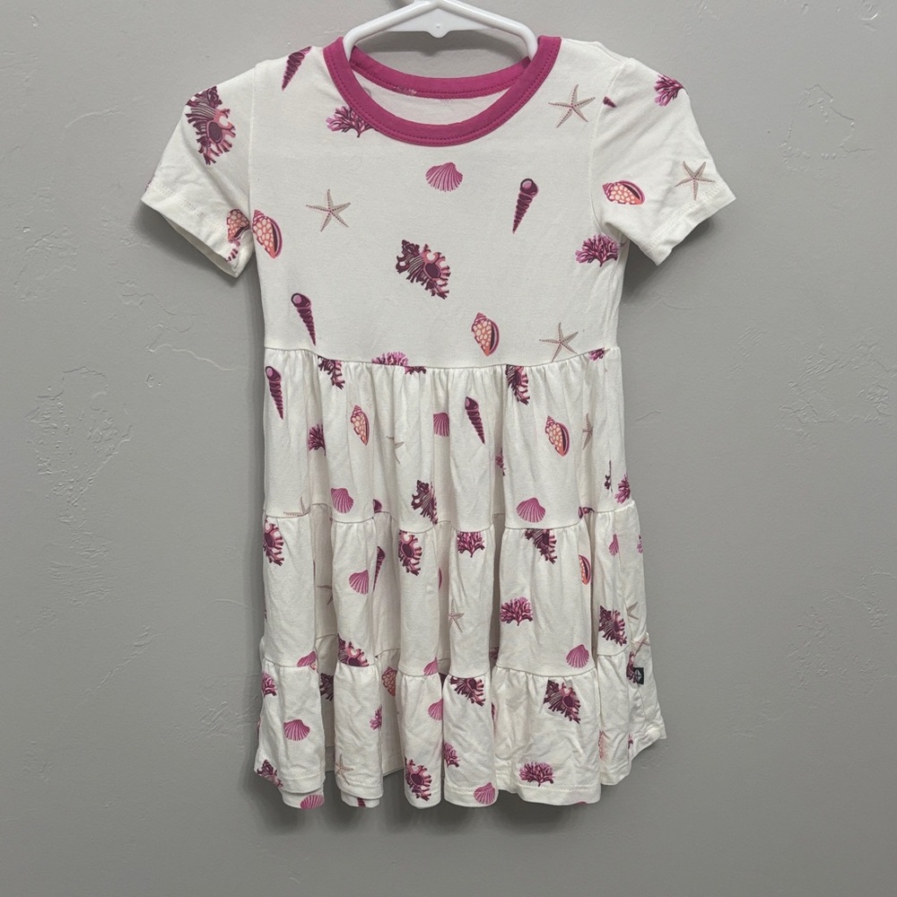 Kyte BABY Seashell Print Dress - Pink and Cream